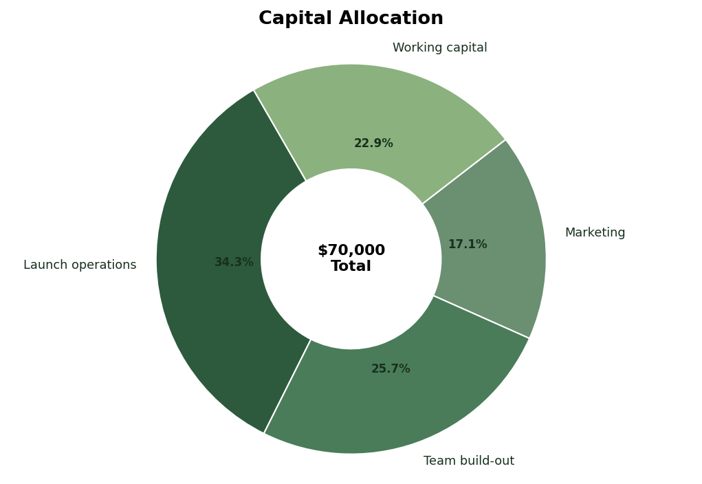 Capital allocation chart from a sample business plan